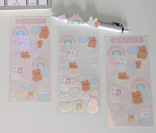 BUBBLE TIME WITH HOSHI & TSUKI STICKER SHEET