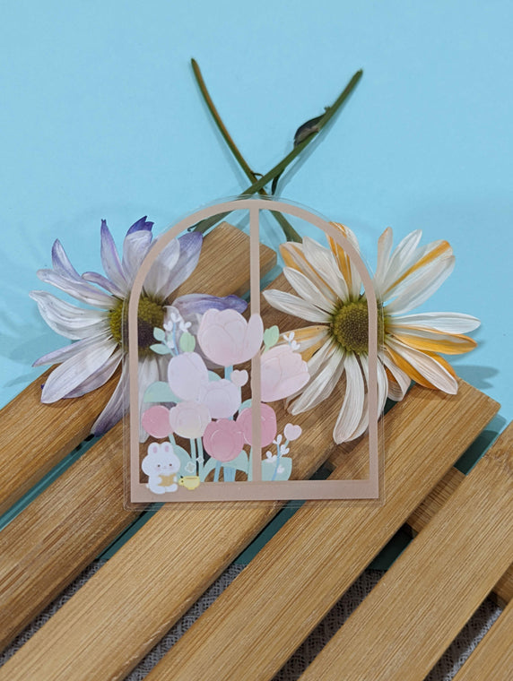 BY THE WINDOW CLEAR STICKER