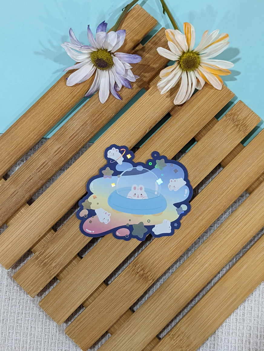 SPACE BUNS HOLOGRAPHIC STICKER