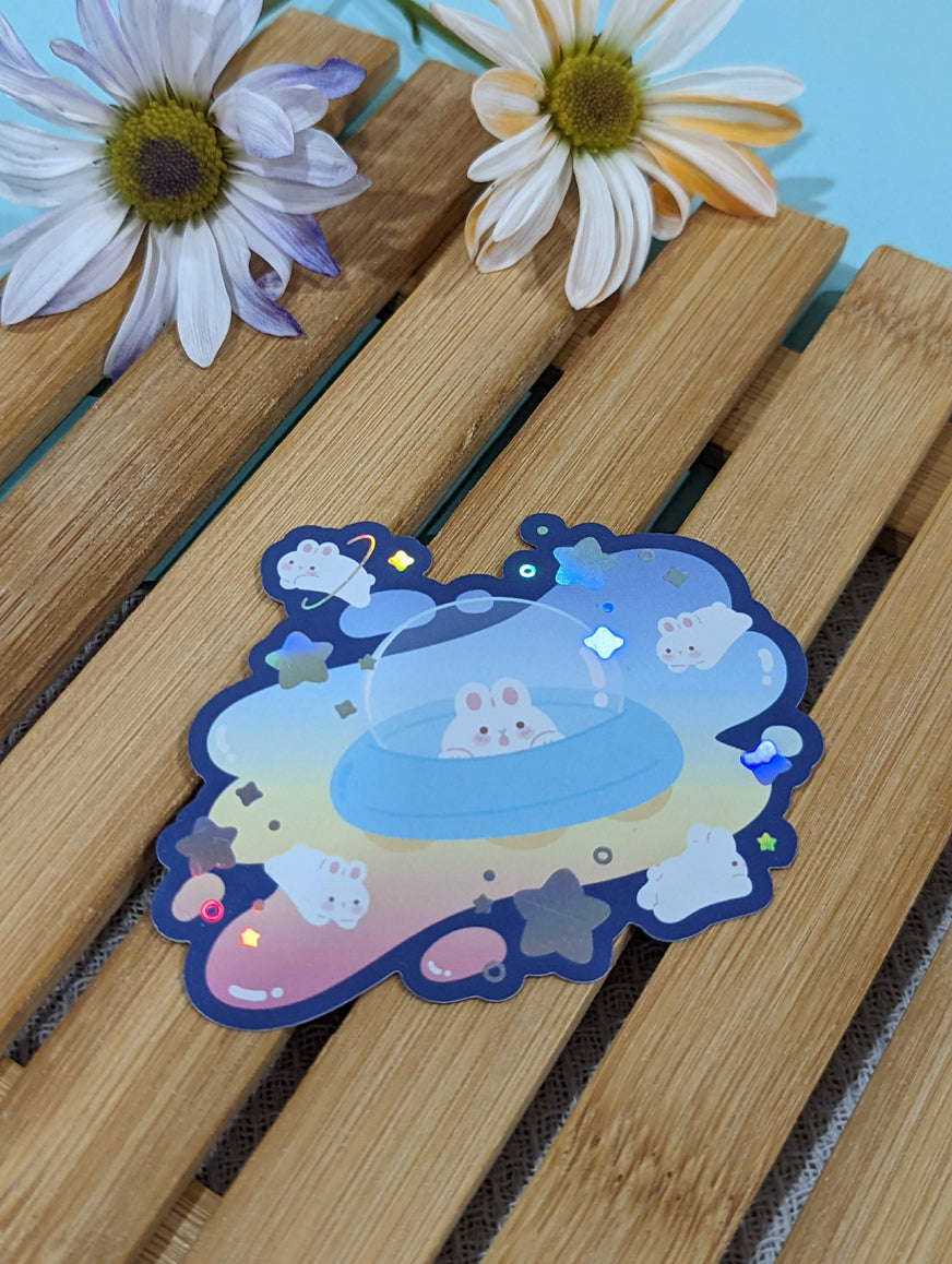 SPACE BUNS HOLOGRAPHIC STICKER