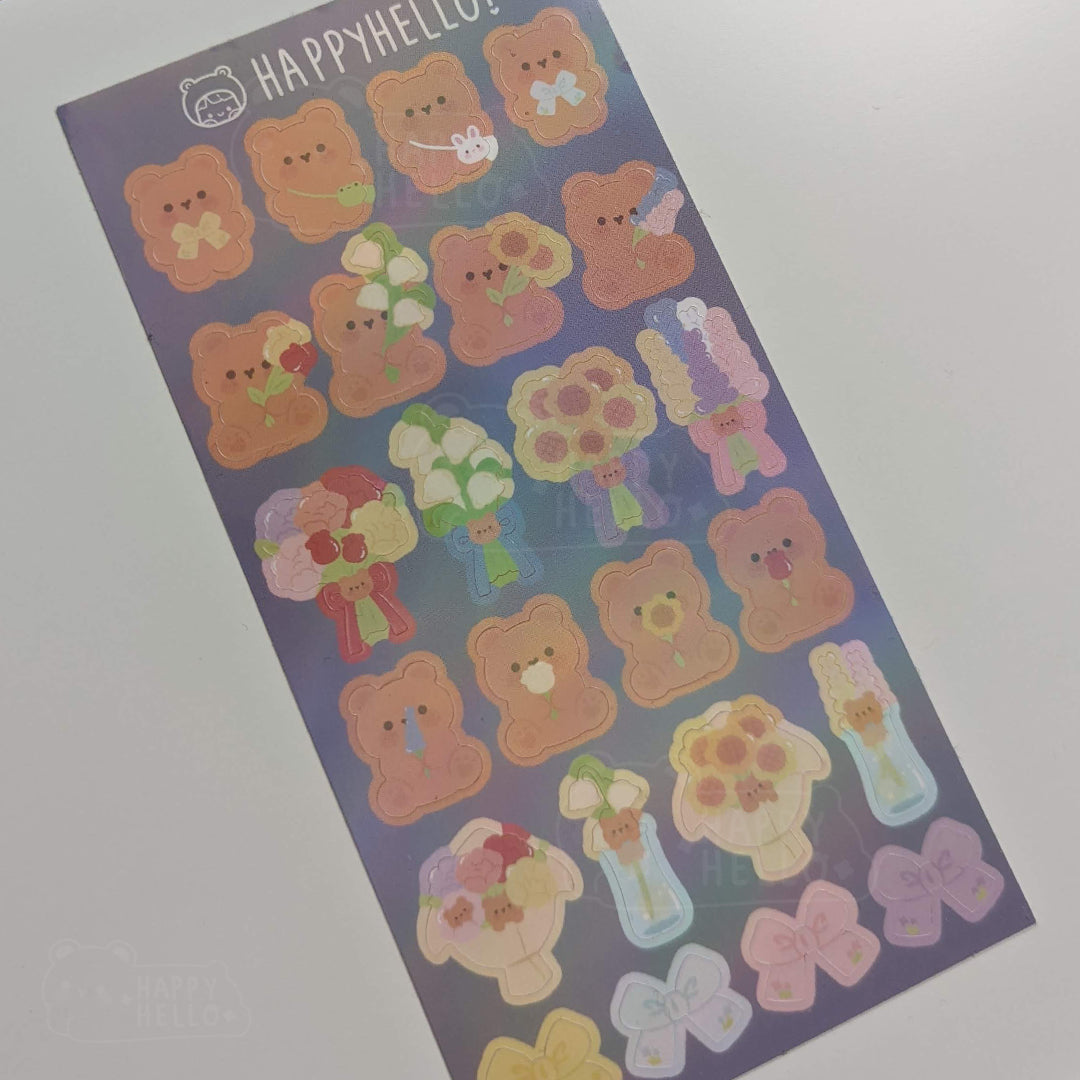 FLOWER BEARS STICKER SHEET