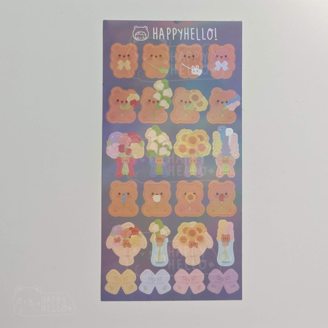 FLOWER BEARS STICKER SHEET