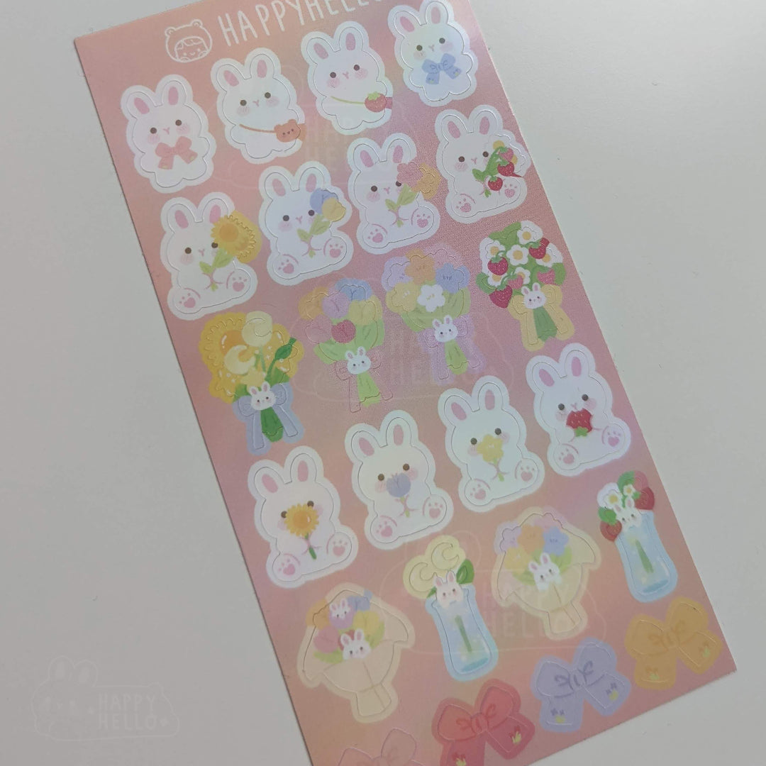 FLOWER BUNNIES STICKER SHEET