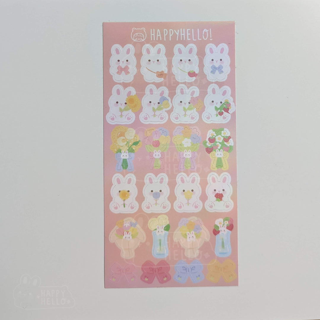 FLOWER BUNNIES STICKER SHEET