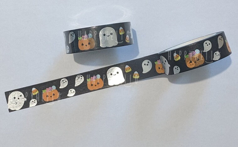 HAPPY HALLOWEEN (SILVER FOIL) WASHI TAPE