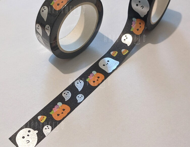 HAPPY HALLOWEEN (SILVER FOIL) WASHI TAPE
