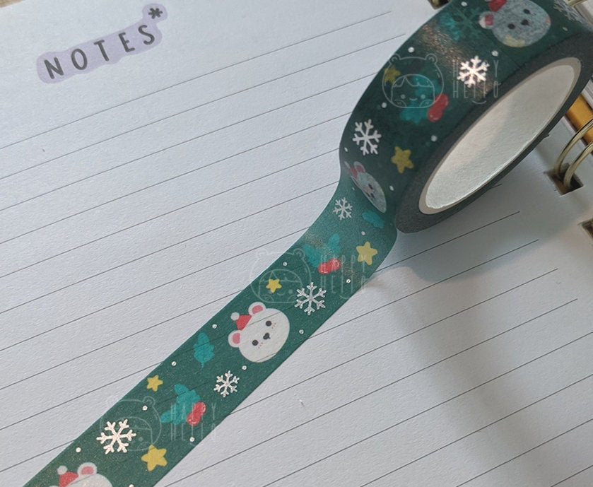 HOLIDAY BEAR (SILVER FOIL) WASHI TAPE