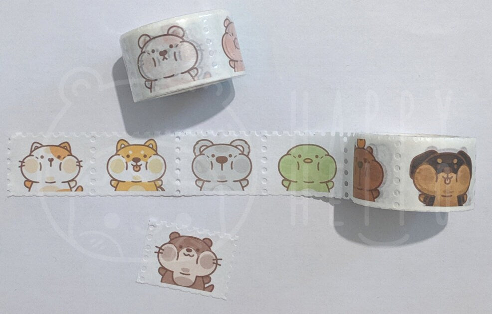 SQUISHY CHUBBY ANIMALS STAMP WASHI TAPE