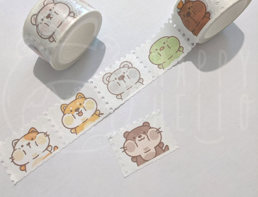 SQUISHY CHUBBY ANIMALS STAMP WASHI TAPE